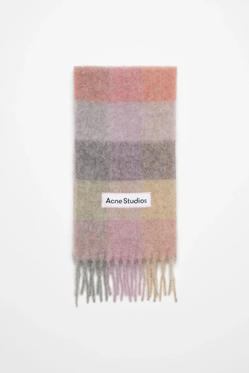 MOHAIR CHECKED SCARF Fuchsia|Lilac|Pink