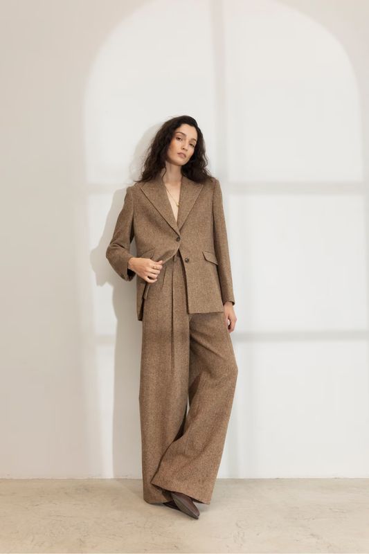 ABBY Herringbone Blazer Cognac