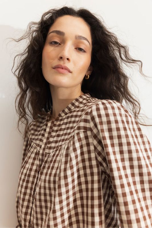 BELLIER Blouse Brown Check