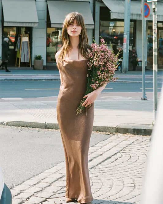 Hovedbilde Shiny Slip Dress Brown