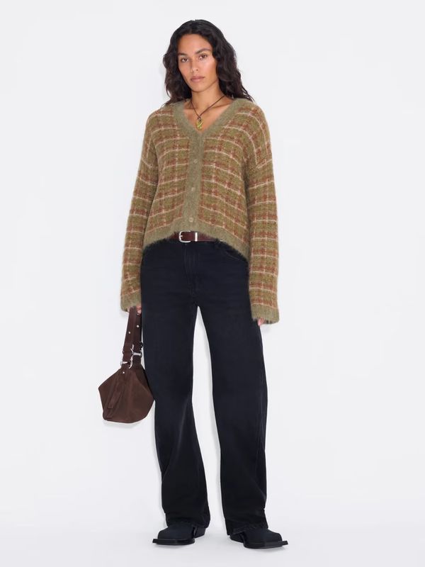 KATE Check Cardigan Green Mix