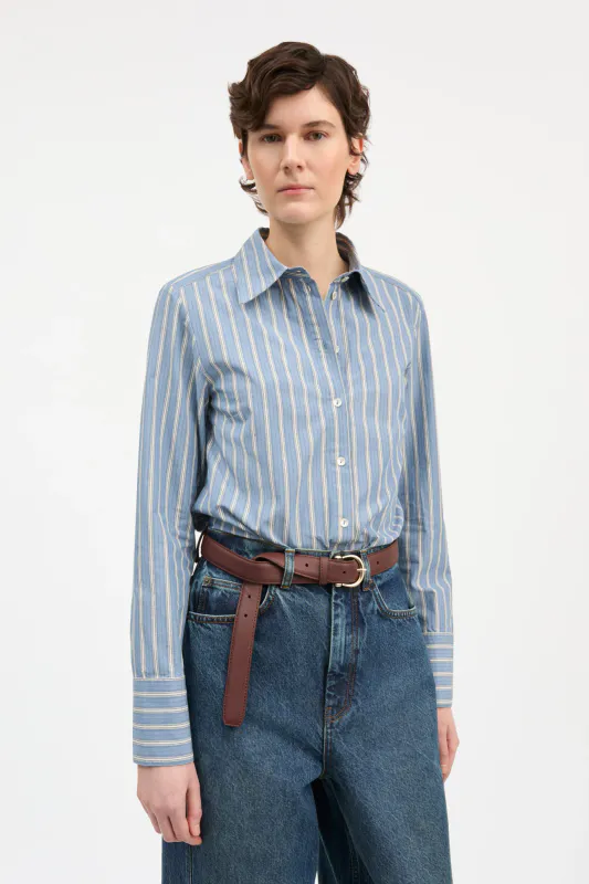 Fauna Shirt Blue Black White Stripe