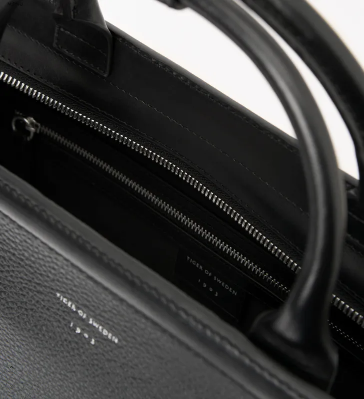 ACORI Leather Office Bag Black