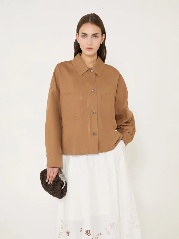 VETTURA Basketweave Oversize Jacket Tobacco