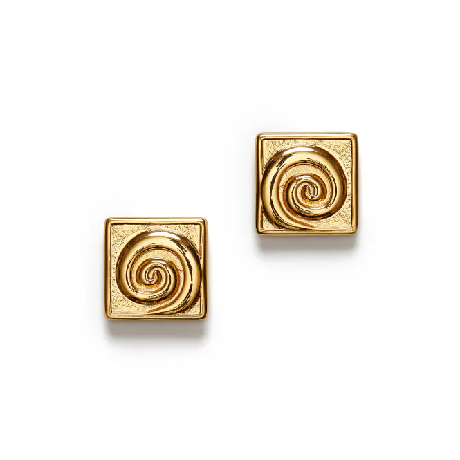 Hovedbilde SWIRLY SQUARE Earring Gold