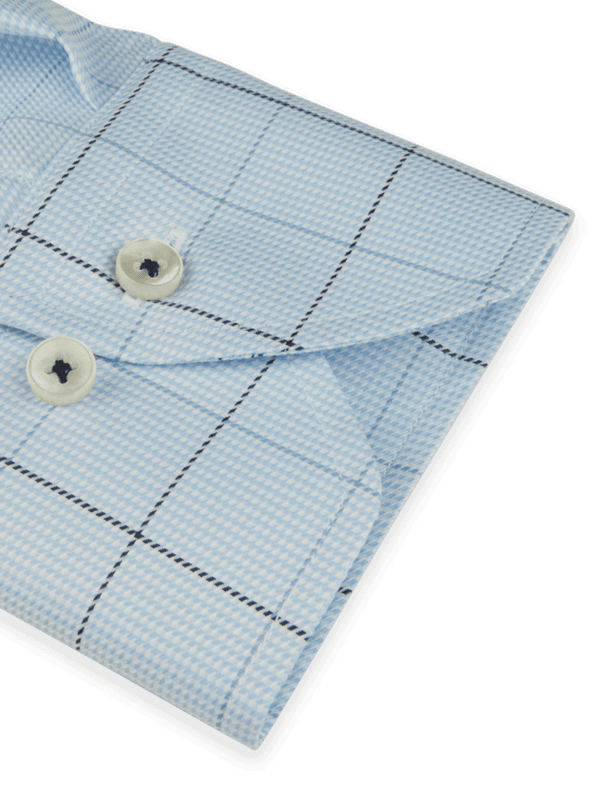 SLIMLINE Light blue Checked Twill Shirt