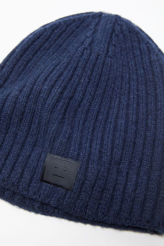 Knitted beanie Rib Navy melange
