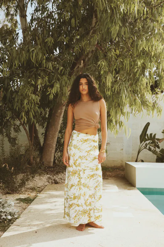 LUNE Skirt Yellow Mimosa Print
