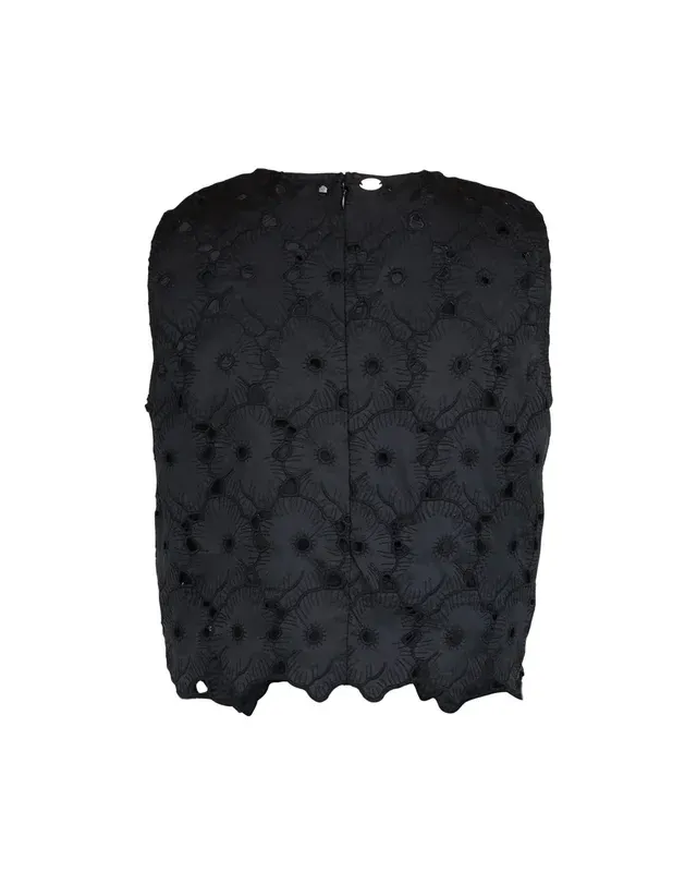 EMBROIDERY Top Black