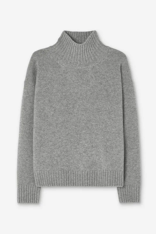 Wool Cashmere Turtleneck Sweater Grey Melange