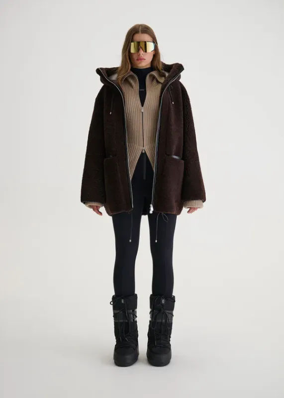 Cedar Shearling Coat Chocolate Brown 