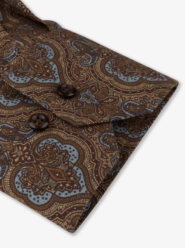 Brown Patterned Oxford Shirt Slimline