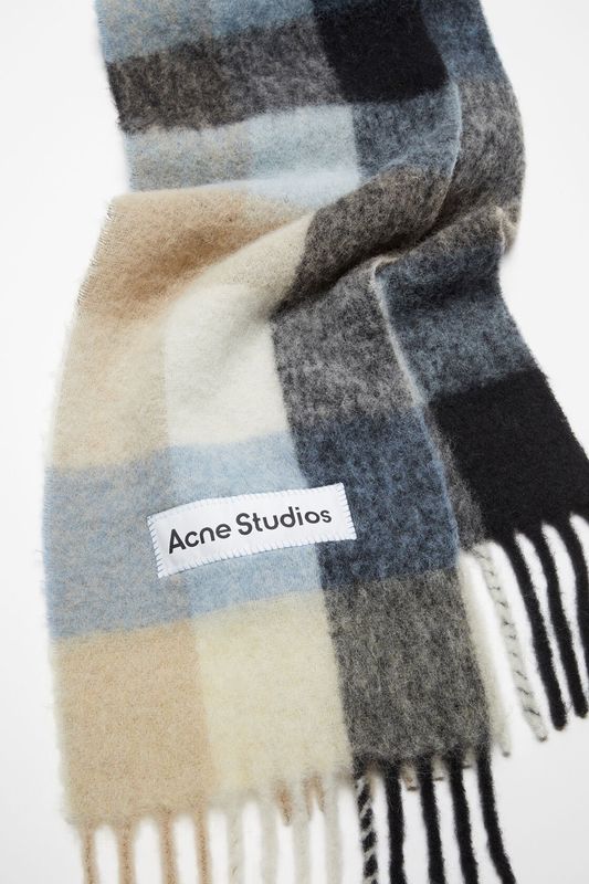 MOHAIR CHECKED SCARF Blue|Beige|Black