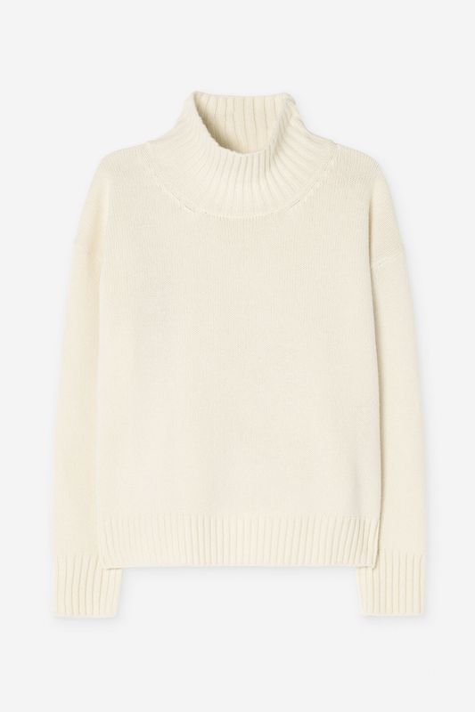 Wool Cashmere Turtleneck Sweater Off White