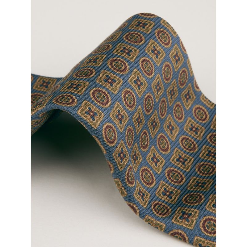 WOOL SILK TIE Grey Patterned