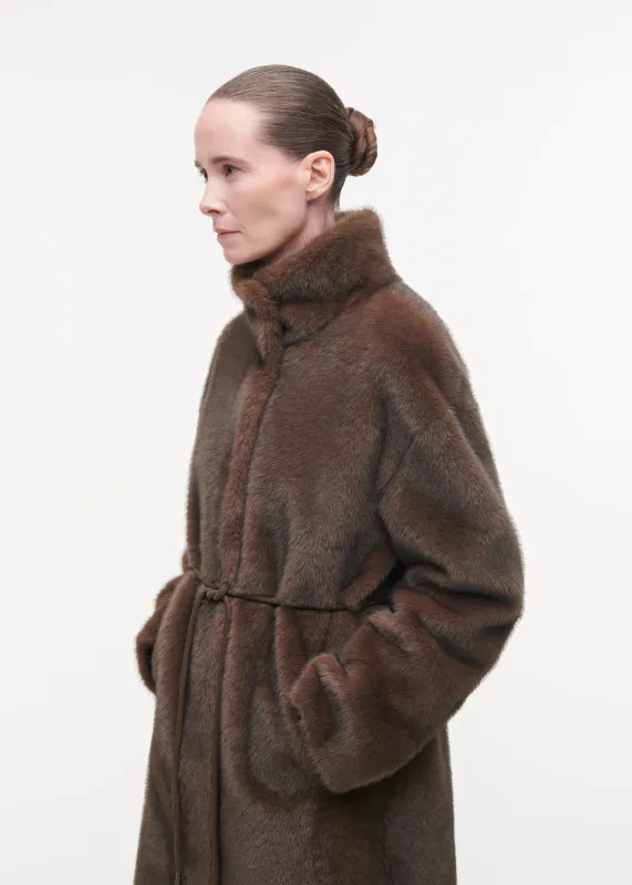 FREJA Long Faux Fur Coat Choco
