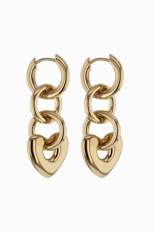 THE LINKED HEART Earrings Gold
