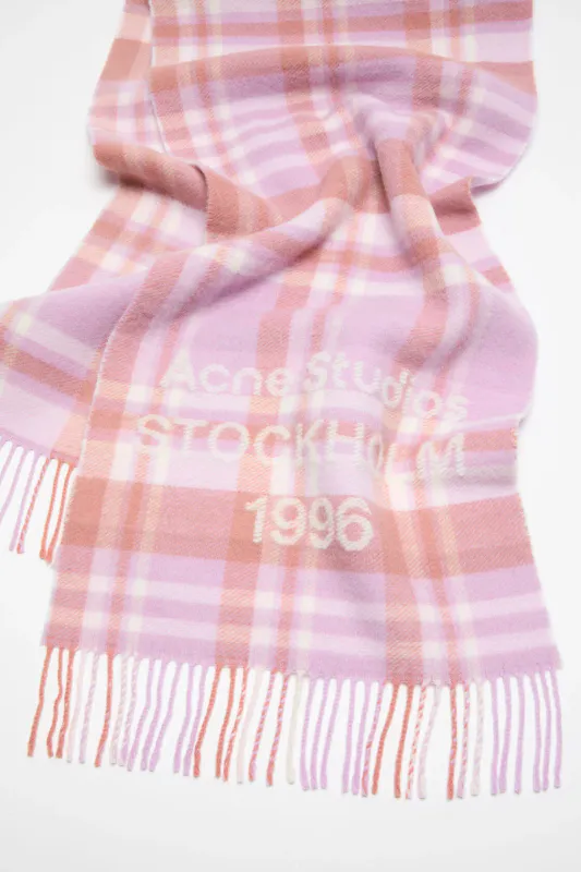 CHECK LOGO Scarf Wide Pink Fuchsia