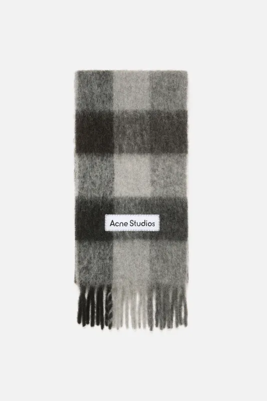 MOHAIR CHECKED SCARF Dark Black|Grey|Dark Grey