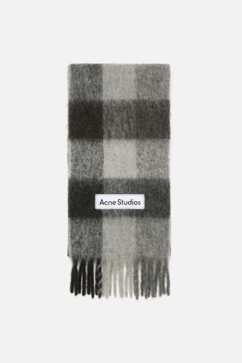MOHAIR CHECKED SCARF Dark Black|Grey|Dark Grey