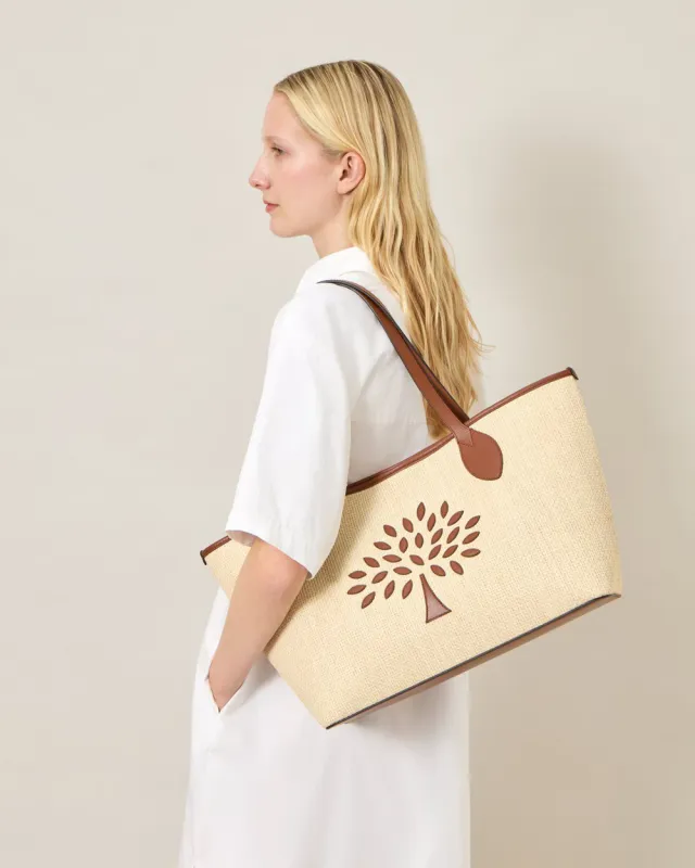 Small TREE Tote Ecru Bright Oak Raffia