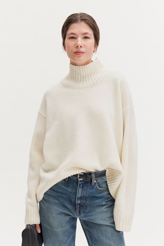 Wool Cashmere Turtleneck Sweater Off White