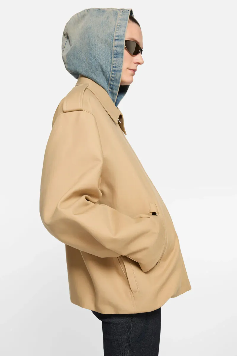 Cotton Satin Jacket Beige