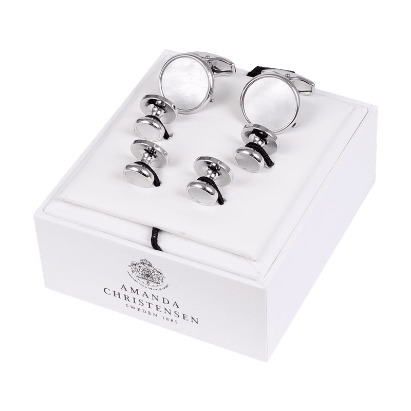 CUFFLINKS & Stud Silver Perlemor