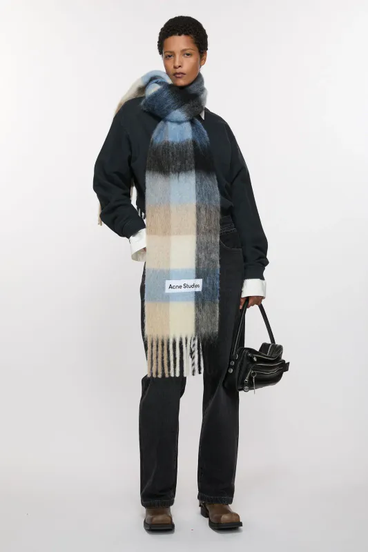 MOHAIR CHECKED SCARF Blue|Beige|Black