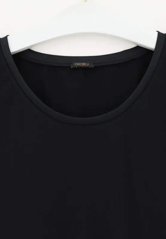 Round Neck Short Sleev Black