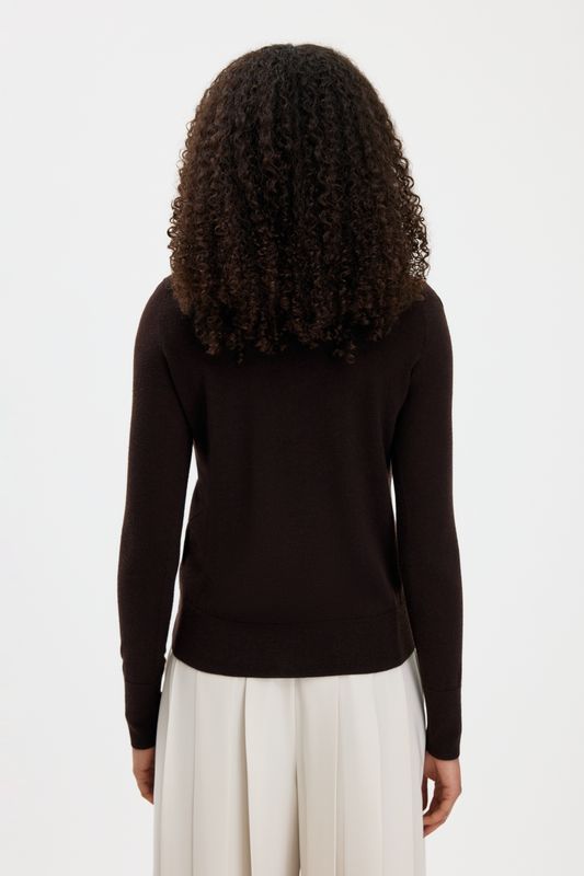 Merino R-neck Dark Chocolate