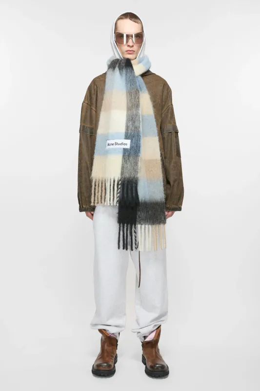 MOHAIR CHECKED SCARF Blue|Beige|Black