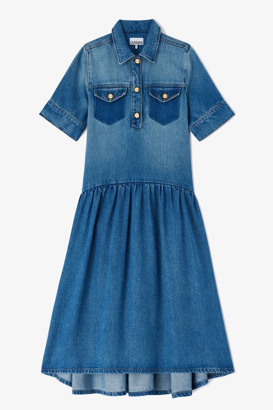 Denim Midi Dress Light Weight Tint Wash 