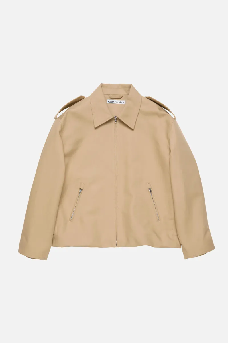 Cotton Satin Jacket Beige
