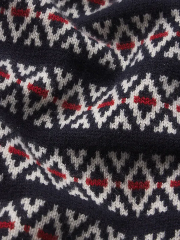 The Cashmere Cardi Navy Fairisle