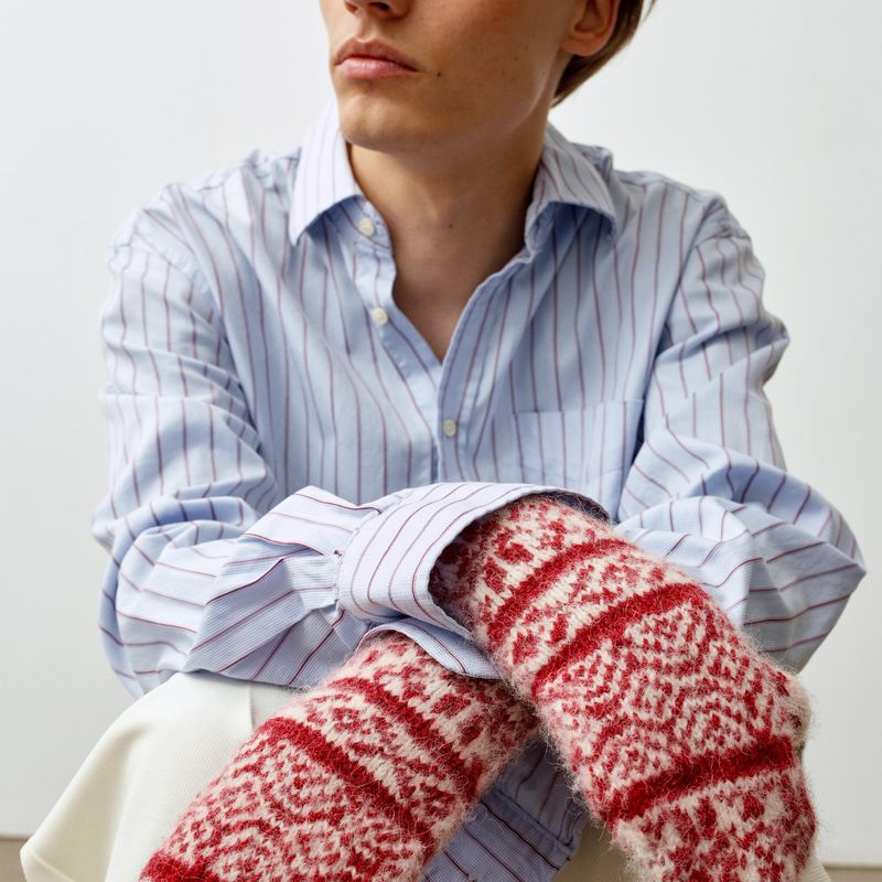 OAD Mittens Off White | Red
