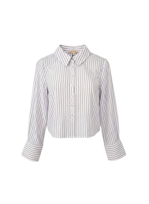 SEERSUCKER Cropped Shirt Lilac Stripe