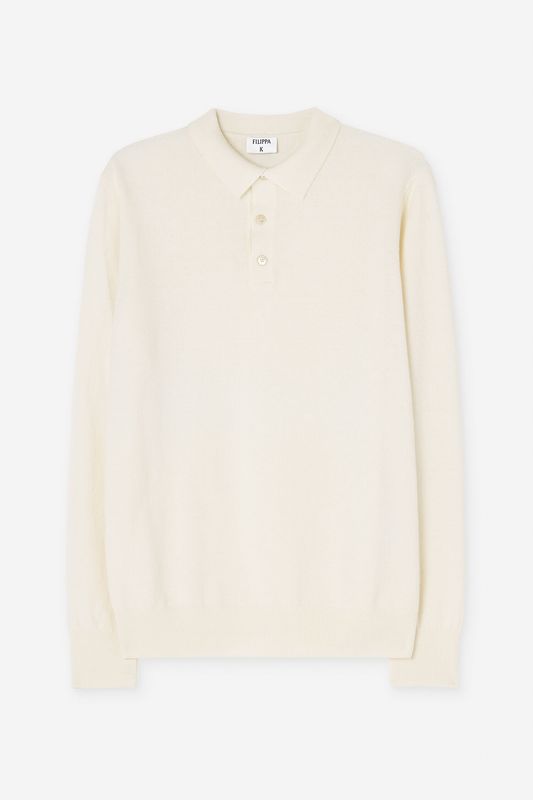 Soft Wool Polo Shirt Off White 