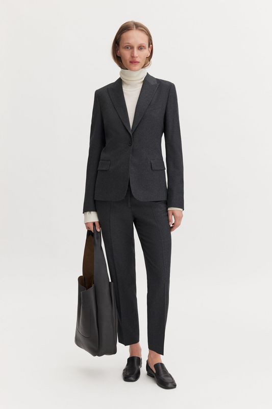 Sasha Flannel Blazer Dark Grey Melange