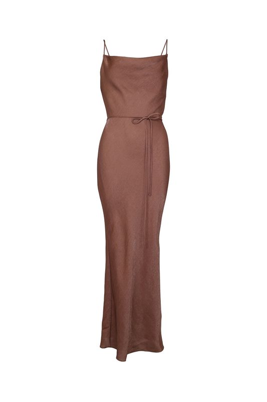 Shiny Slip Dress Brown