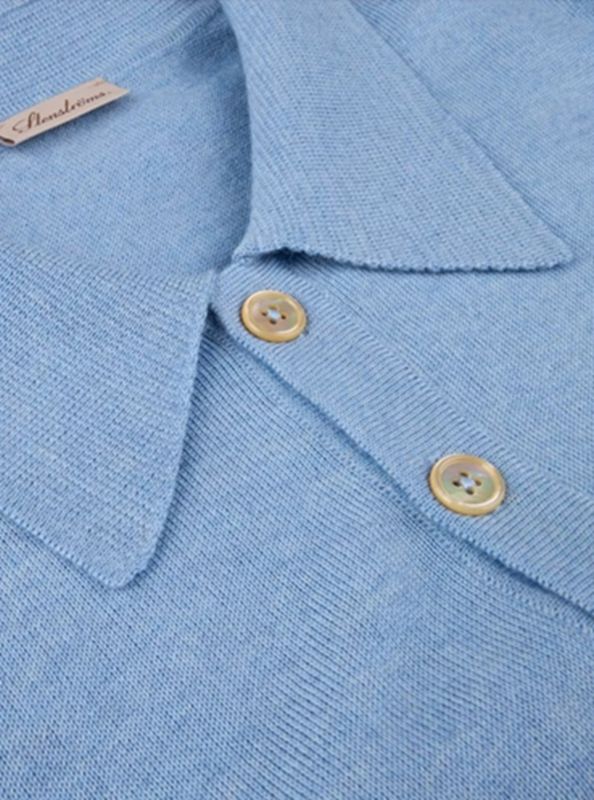 Merino Wool Polo Shirt Light Blue