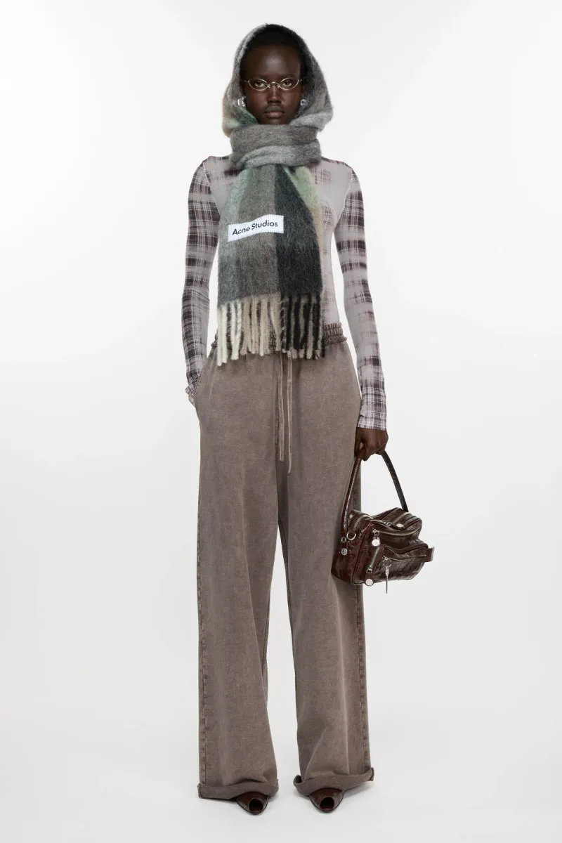 MOHAIR CHECKED SCARF Green|Grey|Black 
