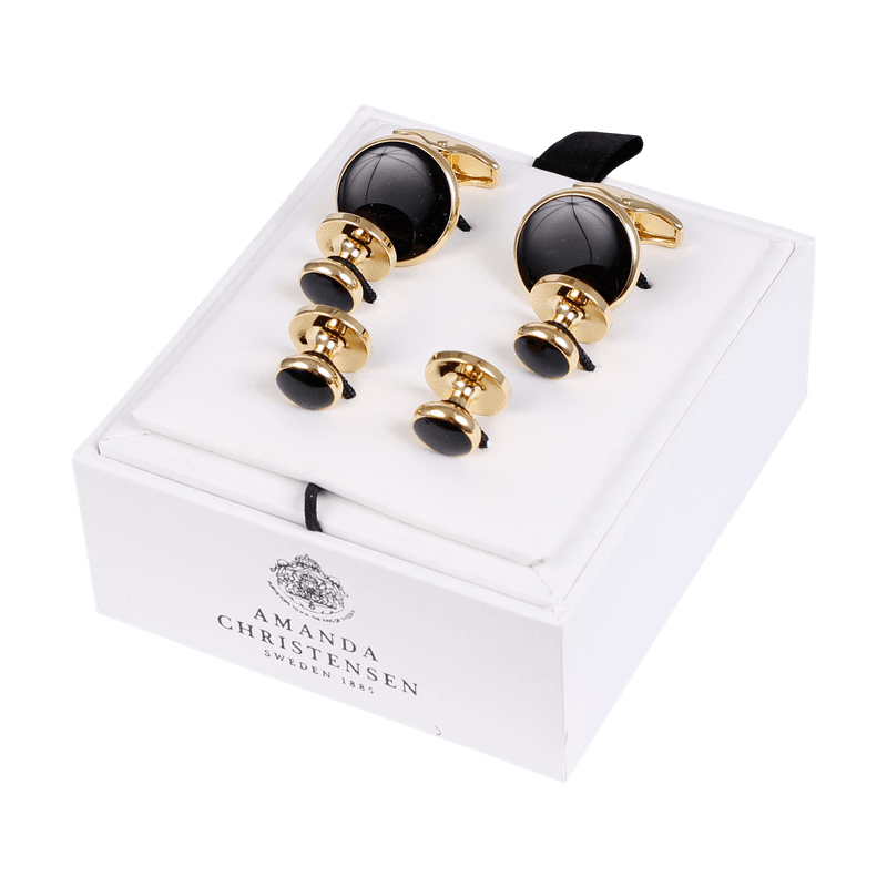 CUFFLINKS & Stud Gold Black 
