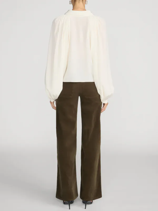 LE SLIM PALAZZO Modernist Pocket Corduroy Rich Military
